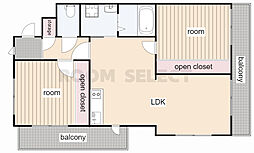 アーバンヴィラ覚王山 1階2LDKの間取り