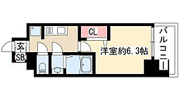 プレサンス上前津リラシス 14階1Kの間取り