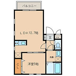 maple 1階1LDKの間取り
