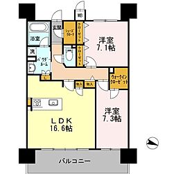 ロイヤルパークスＥＲささしま　EAST 10階2LDKの間取り