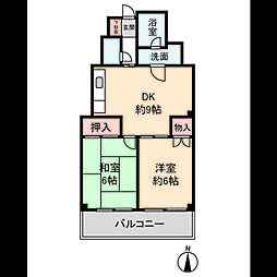 ウーリィパレス大森 5階2DKの間取り