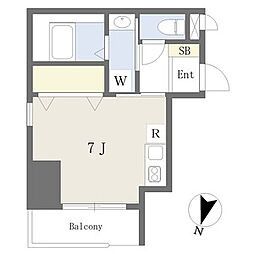 ラ・ルーシュ泉 4階ワンルームの間取り