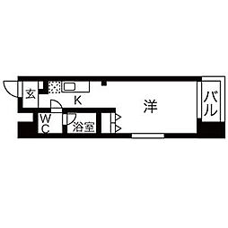 グランデ六番町 4階1Kの間取り