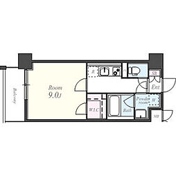 ツインアウルズ 10階1Kの間取り