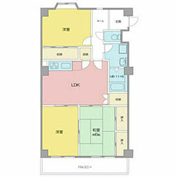 Villa上小田井壱番館 2階3LDKの間取り