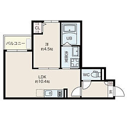 Jack koshinII 2階1LDKの間取り