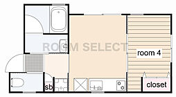 グリーンブーメラン 2階1Kの間取り