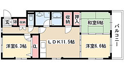 ヴィラ晃梅 3階3LDKの間取り