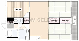 グレースホリベ2 2階3DKの間取り