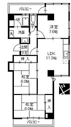 ル・メゾン小木曽 4階3LDKの間取り