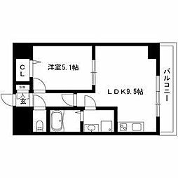 サンマール金山南 5階1LDKの間取り