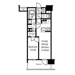 オープンレジデンシア泉 12階1LDKの間取り