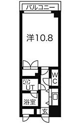 ヴェルシェーヌ桜橋 10階1Kの間取り