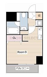 エグゼプレジオ 3階1Kの間取り