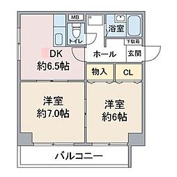 ライフステージ徳川 2DKの間取図画像