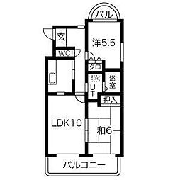 ハイツかなれ 3階2LDKの間取り