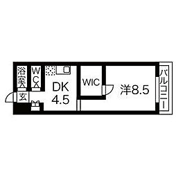 リアライズ尾頭橋 1階1DKの間取り