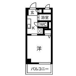 アーバンポイント川名本町 4階1Kの間取り