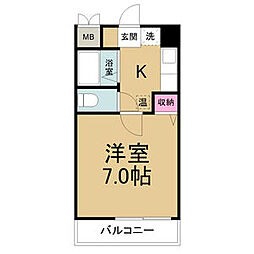 アーバンポイント川名本町 4階1Kの間取り