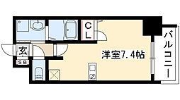 プレサンス桜通グレイス 3階1Kの間取り