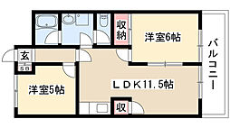 中町田ビル 2LDKの間取図画像