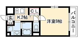 吹上ミルキーウェイ 4階1Kの間取り