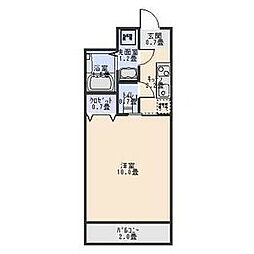 グランデール 2階1Kの間取り