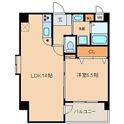 パラシオン・サン鳥見 9階1LDKの間取り