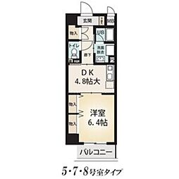 エスタシオン御器所 3階1DKの間取り