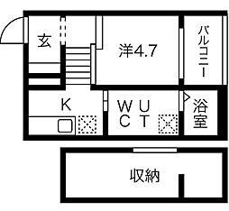 L’endroit apaisant(ランドロワアペザン) 2階1Kの間取り