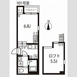 ハーモニーテラス野田III 1階1Kの間取り