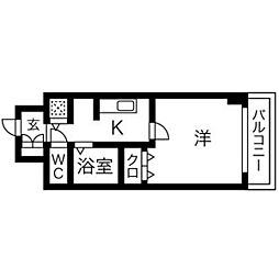 プレサンス新栄リミックス 11階1Kの間取り