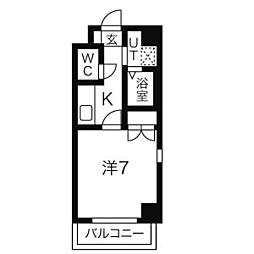 セントラルウイング 3階1Kの間取り