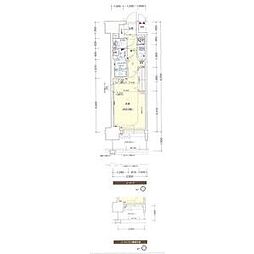 プレサンスジェネ葵 5階1Kの間取り