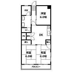 パールレジデンス1 3DKの間取図画像