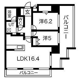 プレサンスロジェ浄心 2階2LDKの間取り