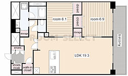 グランルクレ新栄イースト 10階2LDKの間取り