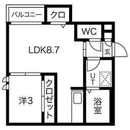 Grandtic Tove 2階1LDKの間取り