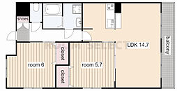 クレスト上名古屋 1階2LDKの間取り
