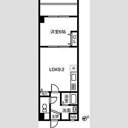 ヴァンクール新栄 3階1LDKの間取り