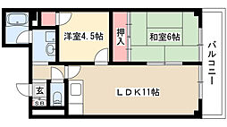 リエス千代田 2階2LDKの間取り