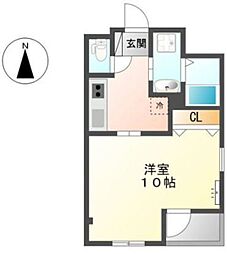 リヴィエム 2階1Kの間取り
