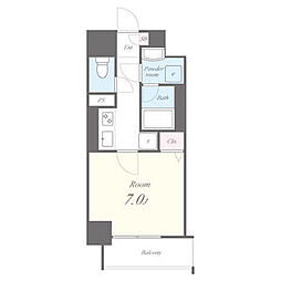 レジデンスユウキ 9階1Kの間取り