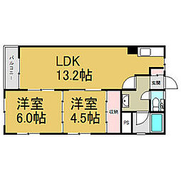 ライフステージ新道 5階2LDKの間取り