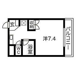 TOWNみやび 1Kの間取図画像