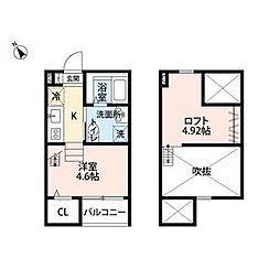 ラフェリオ　II(ラフェリオツー) 2階ワンルームの間取り