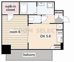 エステムプラザ名古屋駅前プライムタワー 10階1DKの間取り