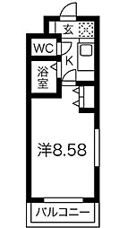 コーラル観月 2階1Kの間取り