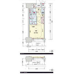 プレサンス名古屋STATIONキュオル 2階1Kの間取り