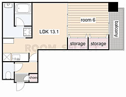 ルシェット白川公園 4階1LDKの間取り